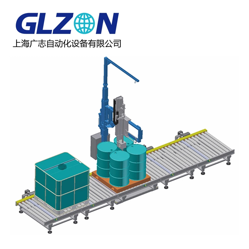 Drum on pallet filling line