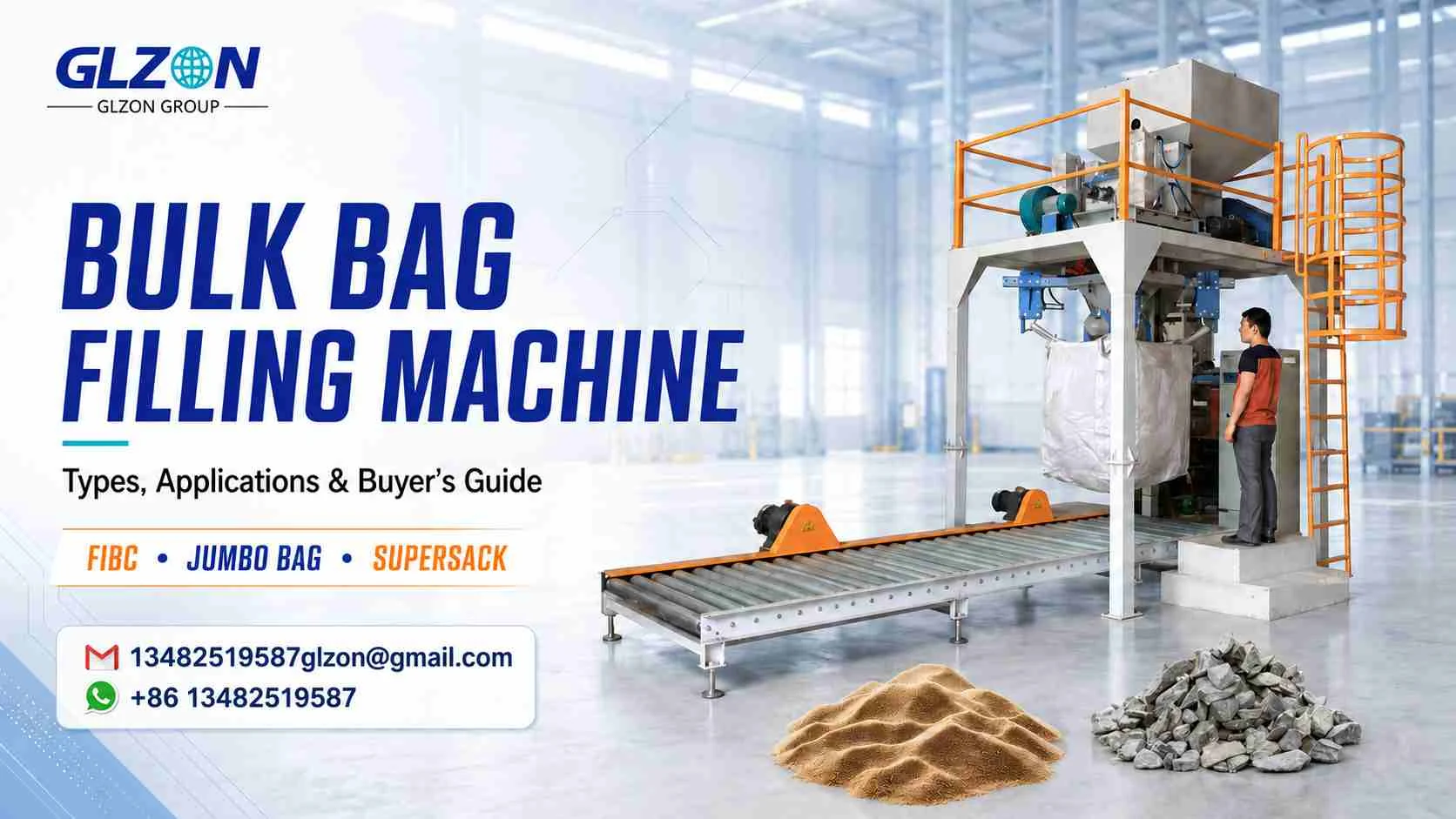 GLZON bulk bag filling machine with conveyor for FIBC jumbo bags and supersacks