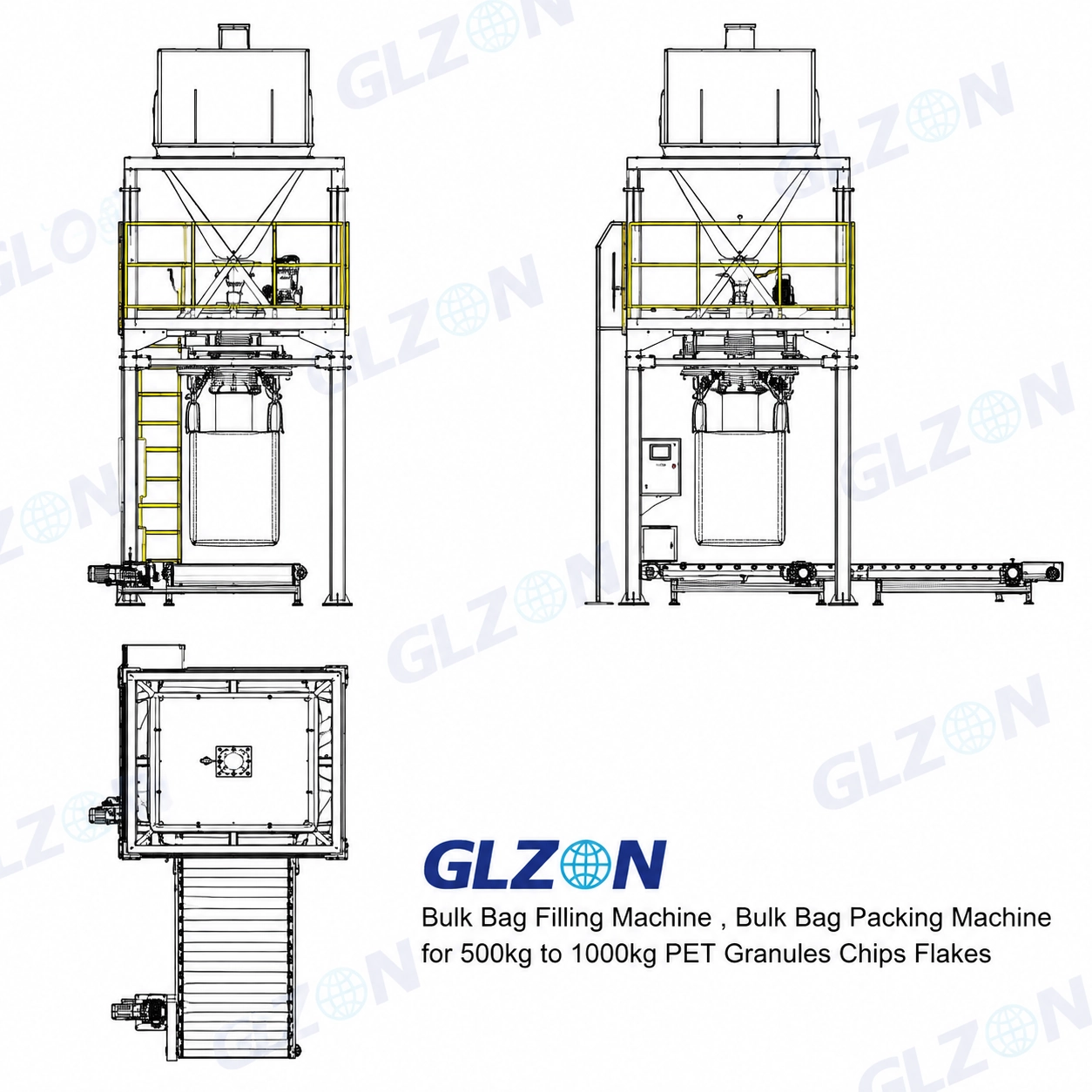 automatic big bag packing machine for plastic pellets